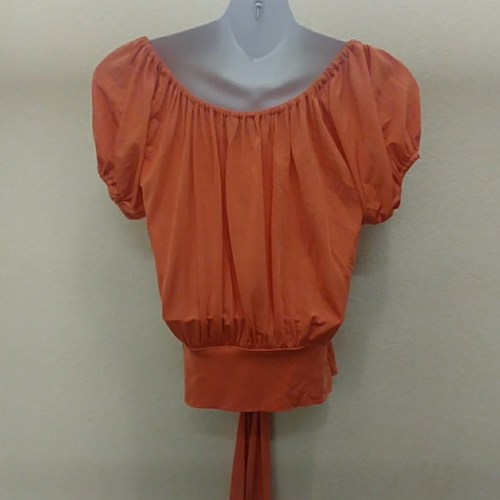 Bebe Sexy Orange Faux Wrap Top - Picture 5 of 8